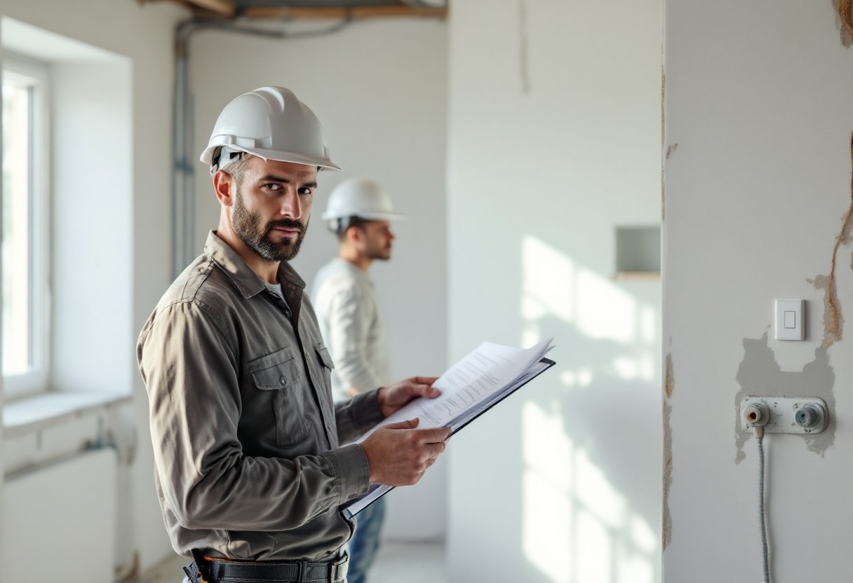 Jean Dupont, dirigeant de Demo Construction, sur un chantier de rénovation
