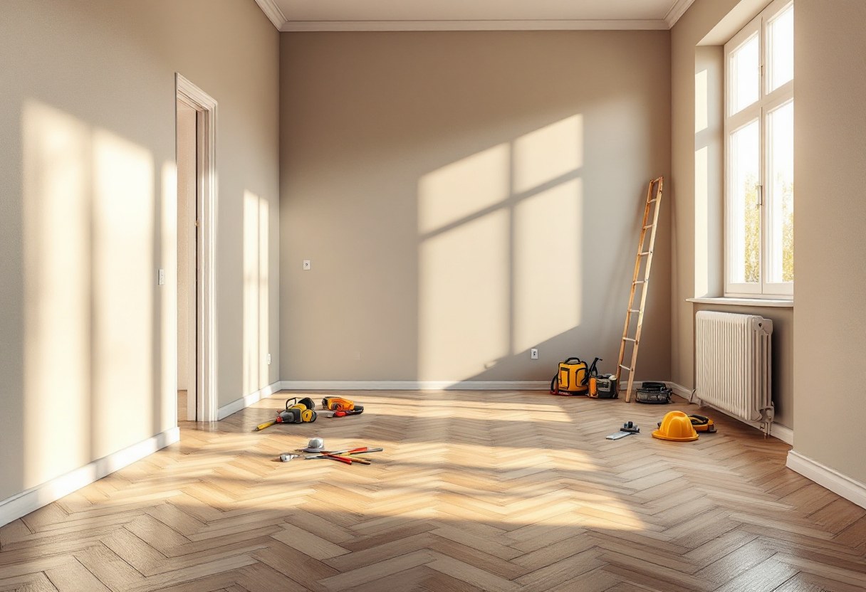 Rénovation complète d'un appartement belge, vue d'ensemble du chantier