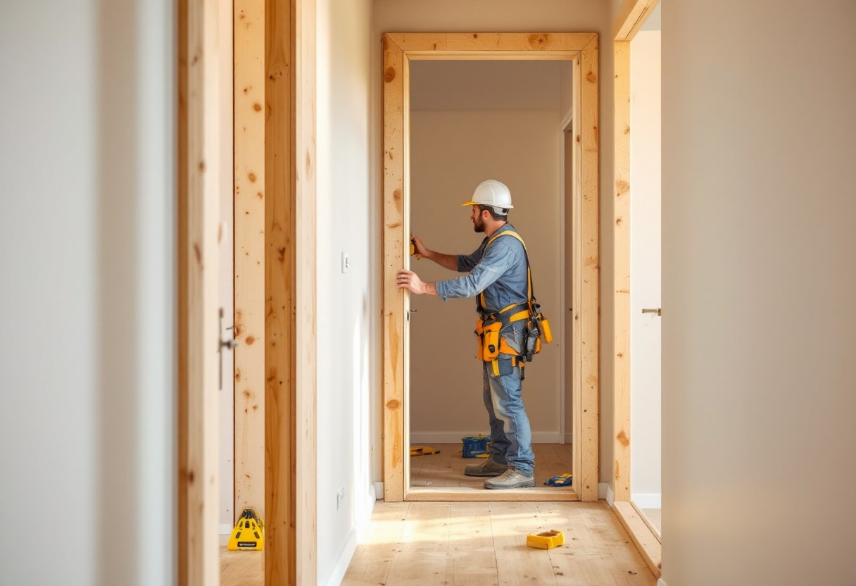 Pose d'une porte intérieure en bois dans un appartement belge