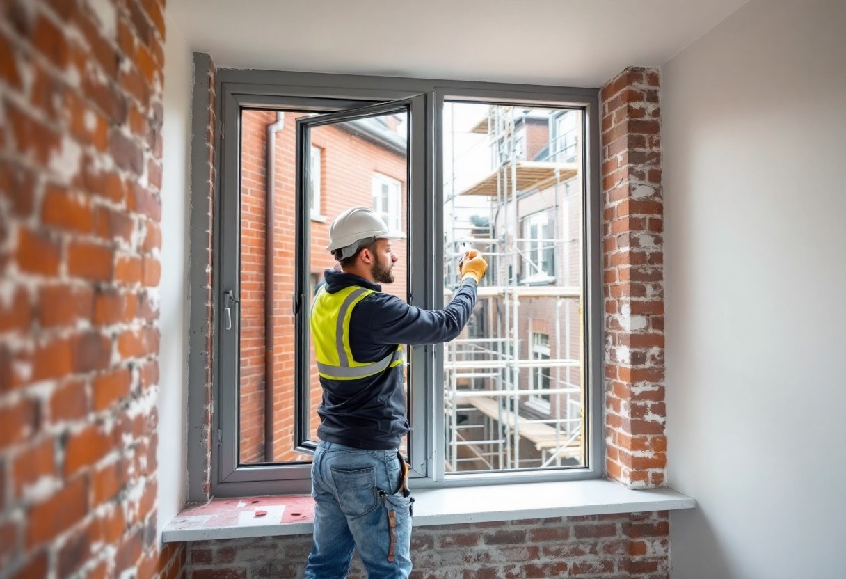 Pose de châssis double vitrage dans une maison belge