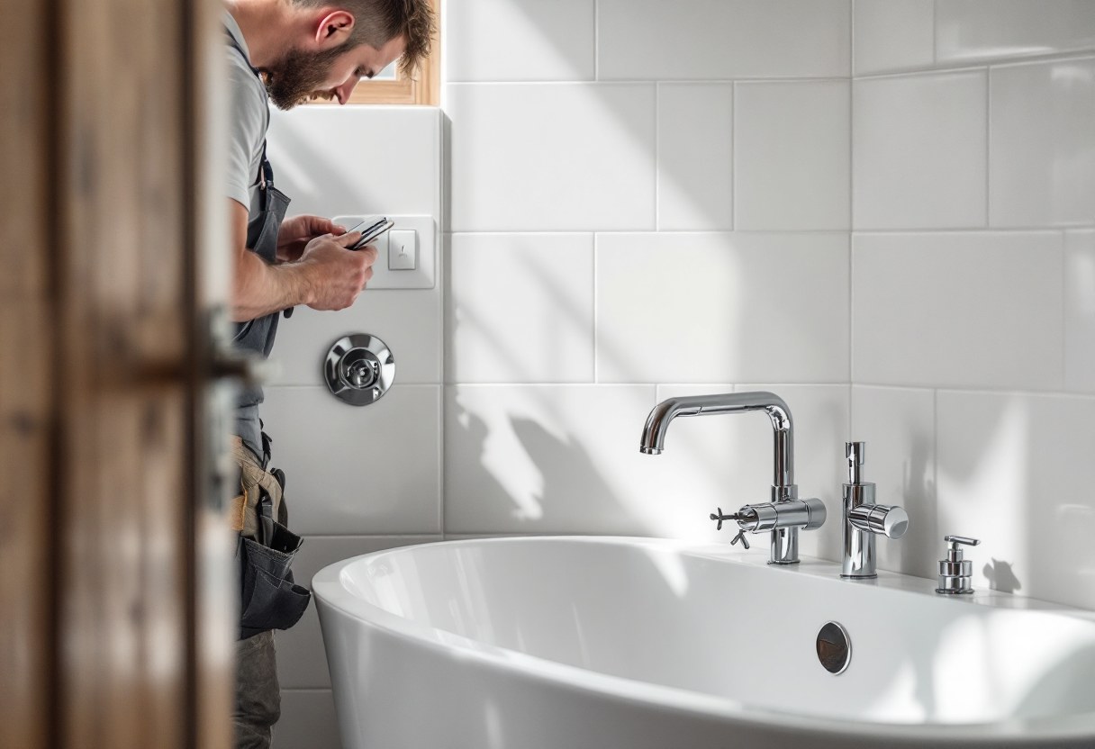 Installation de sanitaires dans une salle de bains rénovée en Belgique