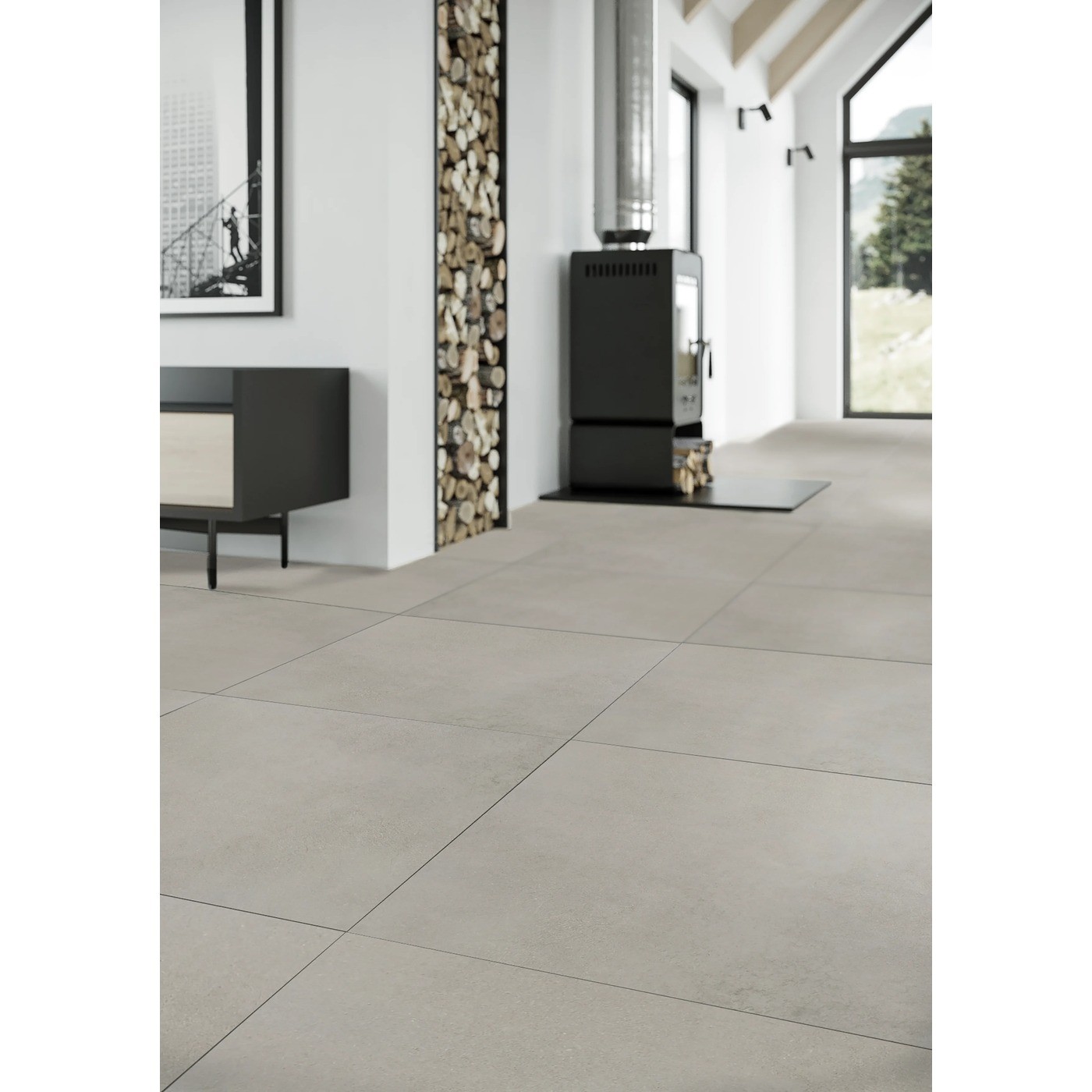 Carrelage céramique Otis effet pierre gris clair 60x60 cm