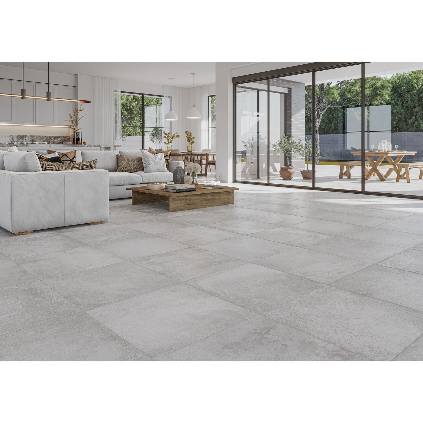 Carrelage sol effet pierre gris mat 60,8x60,8 cm - Grès cérame NONA Tourmalet