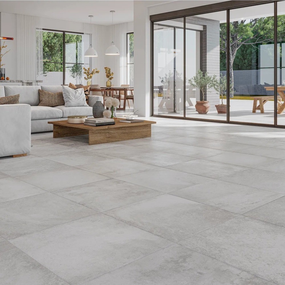 Carrelage sol effet pierre gris mat 60,8x60,8 cm - Grès cérame NONA Tourmalet